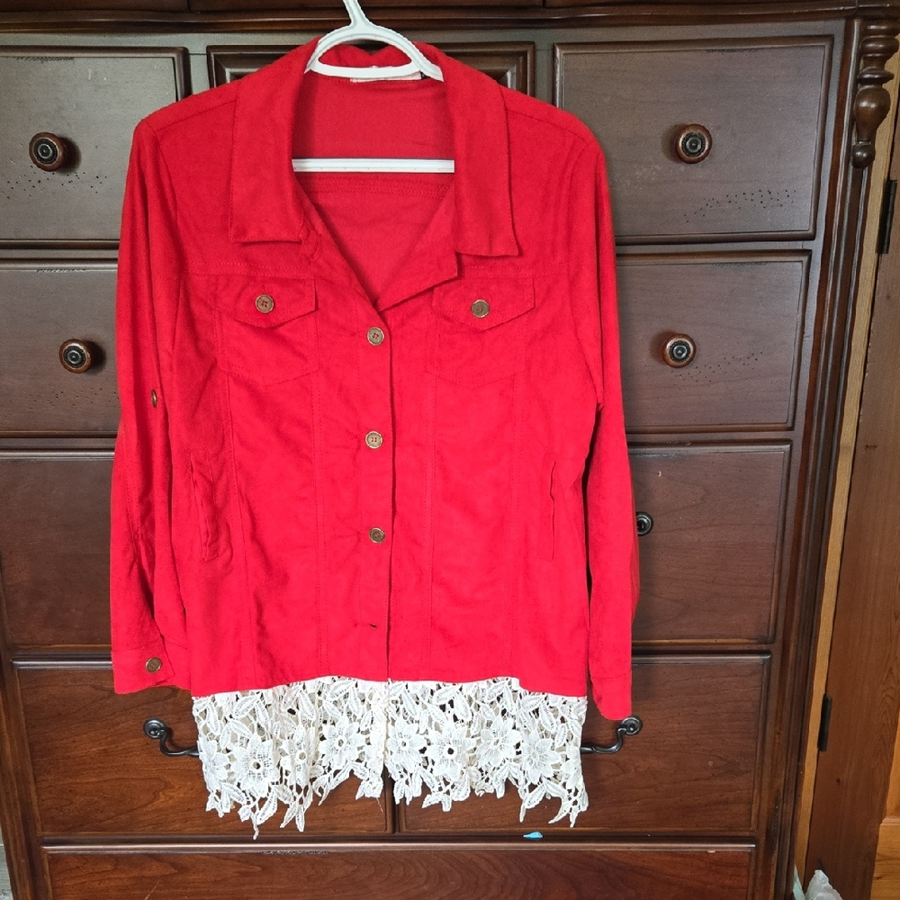 NWOT, Origami, Jacket with Lace Hem, Sz. S/M